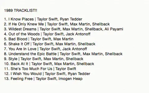 Taylor Swift 1898 Album Tracklist Taylor Swift Album