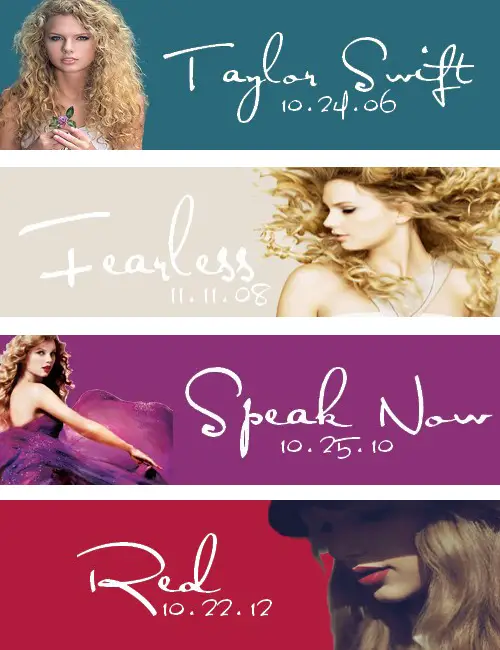 all four albums of Taylor Swift