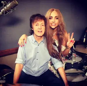 Lady Gaga and Paul McCartney in studio