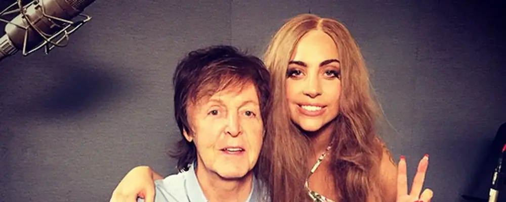 Lady Gaga and Paul McCartney recording music