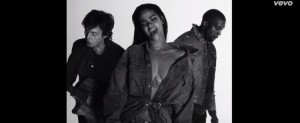 The trio-Rihanna, Kanye West and Sir Paul McCartney in "FourFiveSeconds" music video