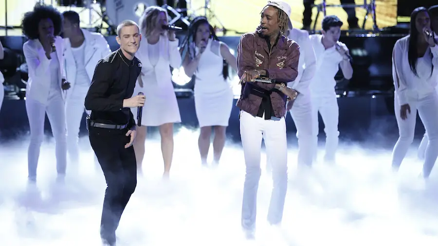 wiz khalifa live performance of see you again on the voice chris jamison